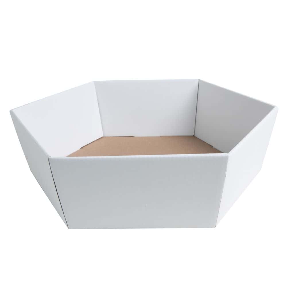 Präsentkorb sechseckig 305 x 270 x 85 mm Diamant Weiß