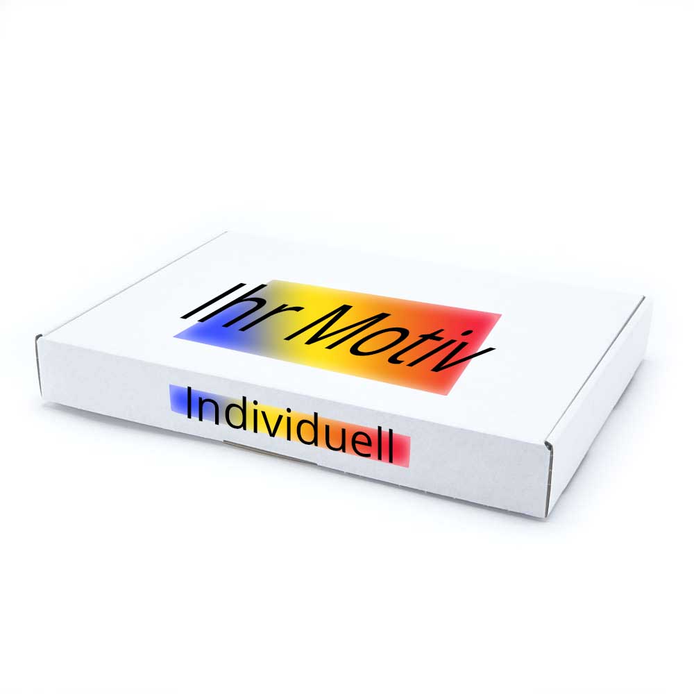 350 x 250 x 50 mm Maxibrief Karton, weiß (Außenmaß) mit Digitaldruck 2-seitig bedruckt freie Positionierung - Druckfläche bis 30 %