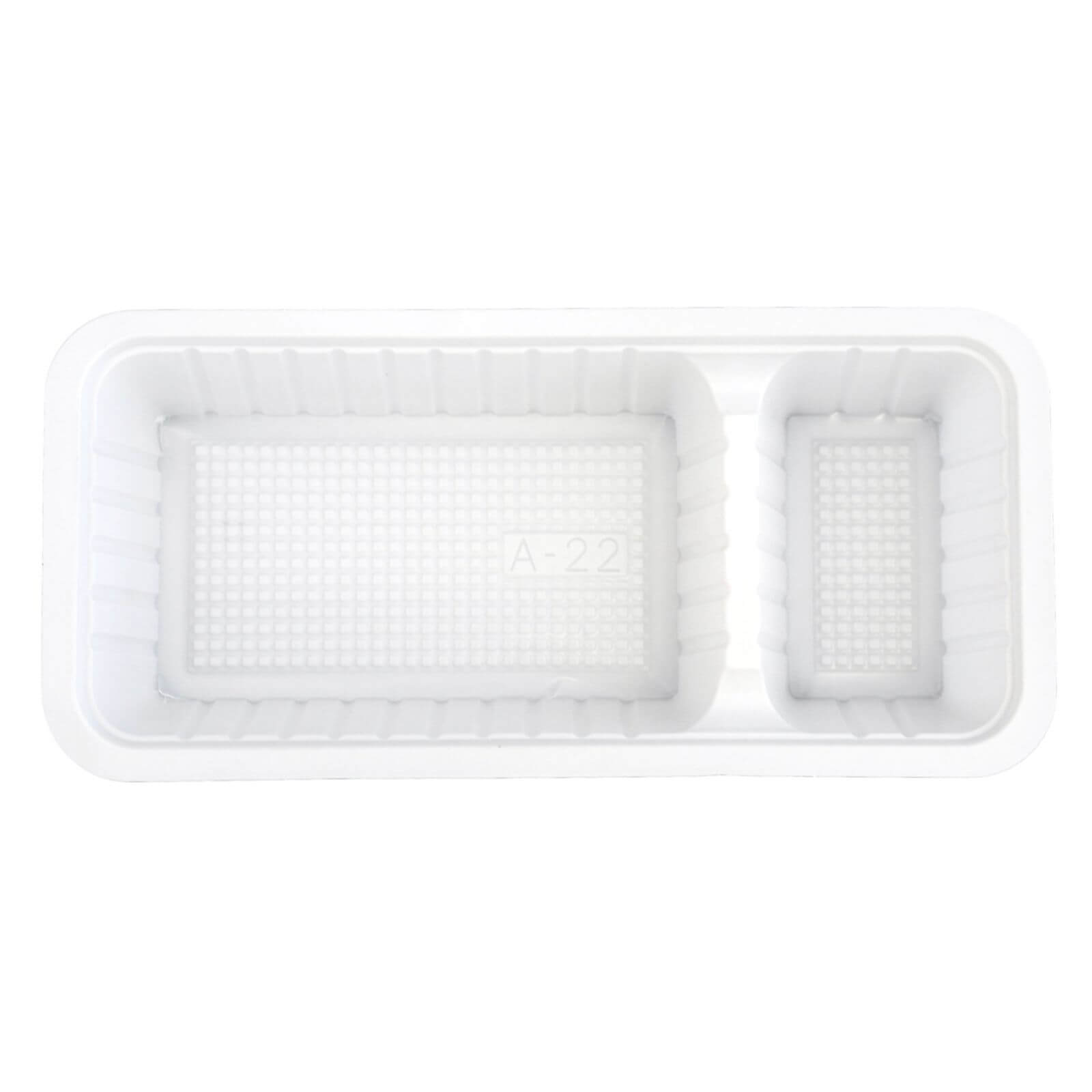 weiße Kunststoff-Imbissschale 2-geteilt PS 200 x 95 x 35 mm (ca. 325 + 75 ml)