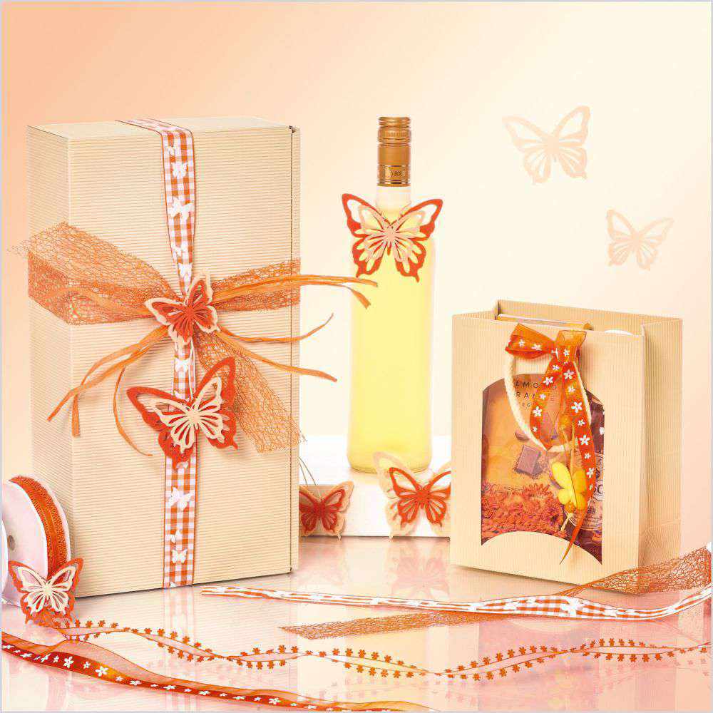 Geschenktüten offene Welle mit Fenster 1er Bocksbeutel creme