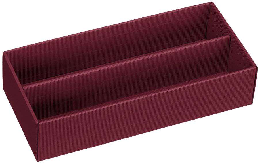 Geschenkbox Schatulle offene Welle 2er Wein/Sekt - nur Boden bordeaux