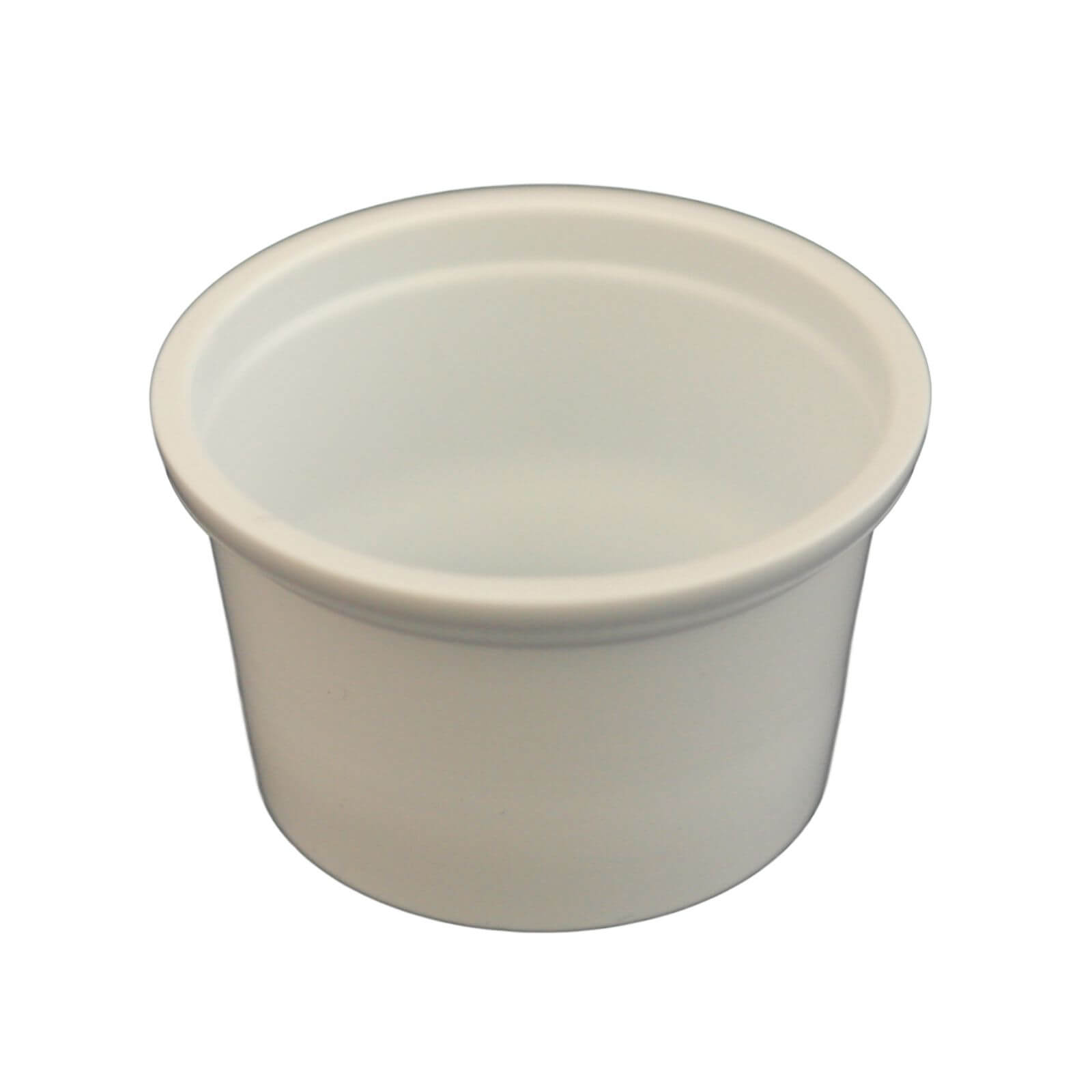Kleiner weißer Feinkostbecher 30 ml (Ø 46 x 28 mm) ( ohne Deckel ) Kleiner weißer Feinkostbecher 30 ml (Ø 46 x 28 mm) ( ohne Deckel )