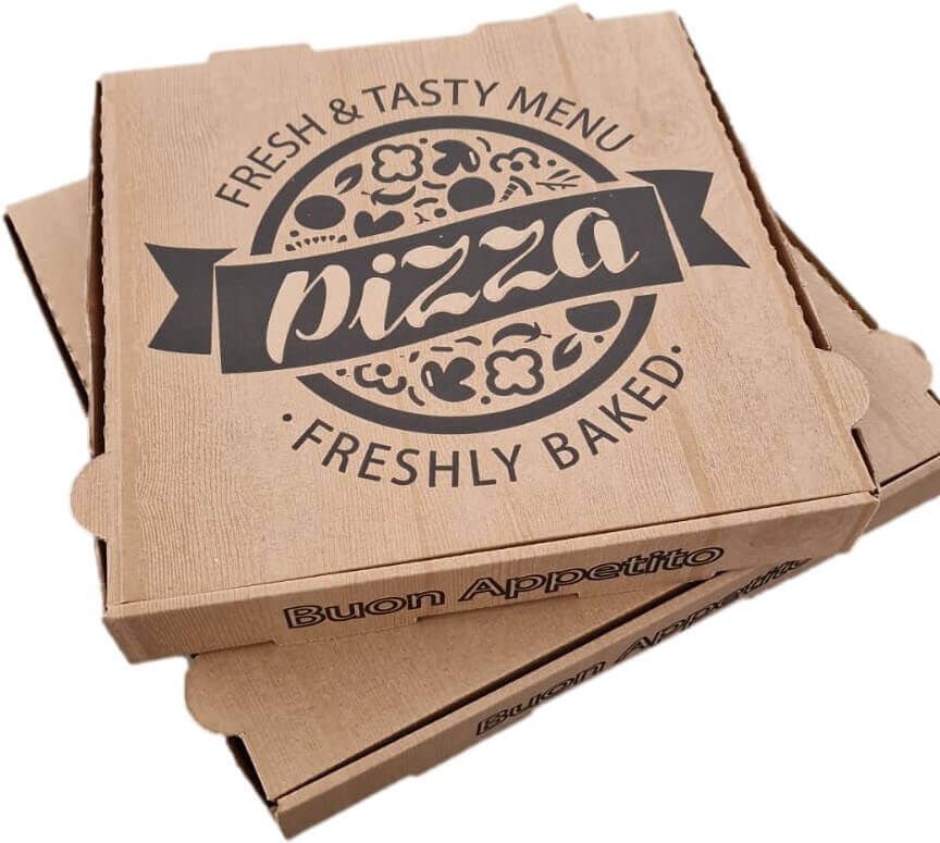 Pizzakarton NYC braun KRAFT "Fresh & Tasty" 26 x 26 x 4 cm