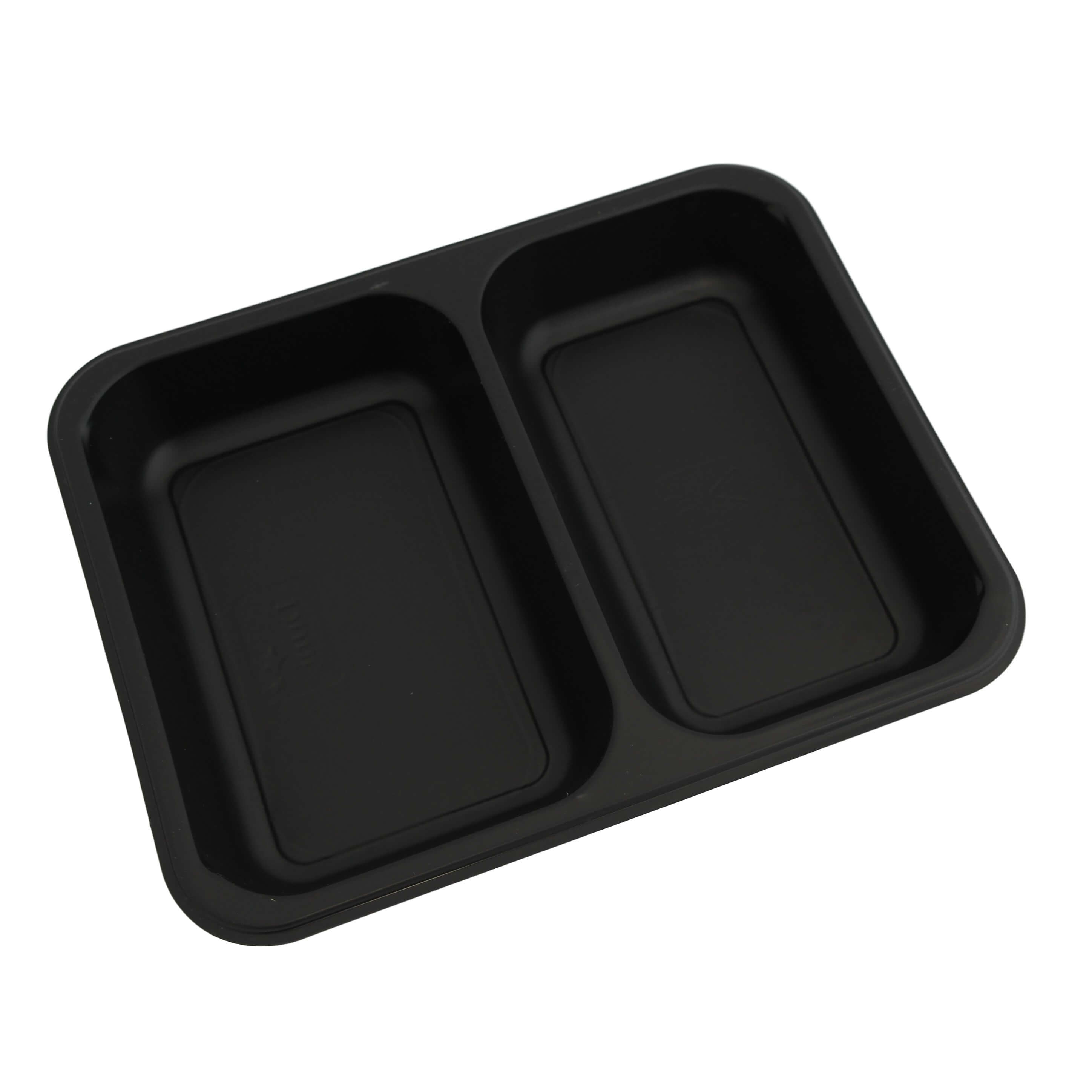 Siegelschale PP schwarz, (Caterline) 2-geteilt 227 x 178 x 32 mm (440/370 ml)