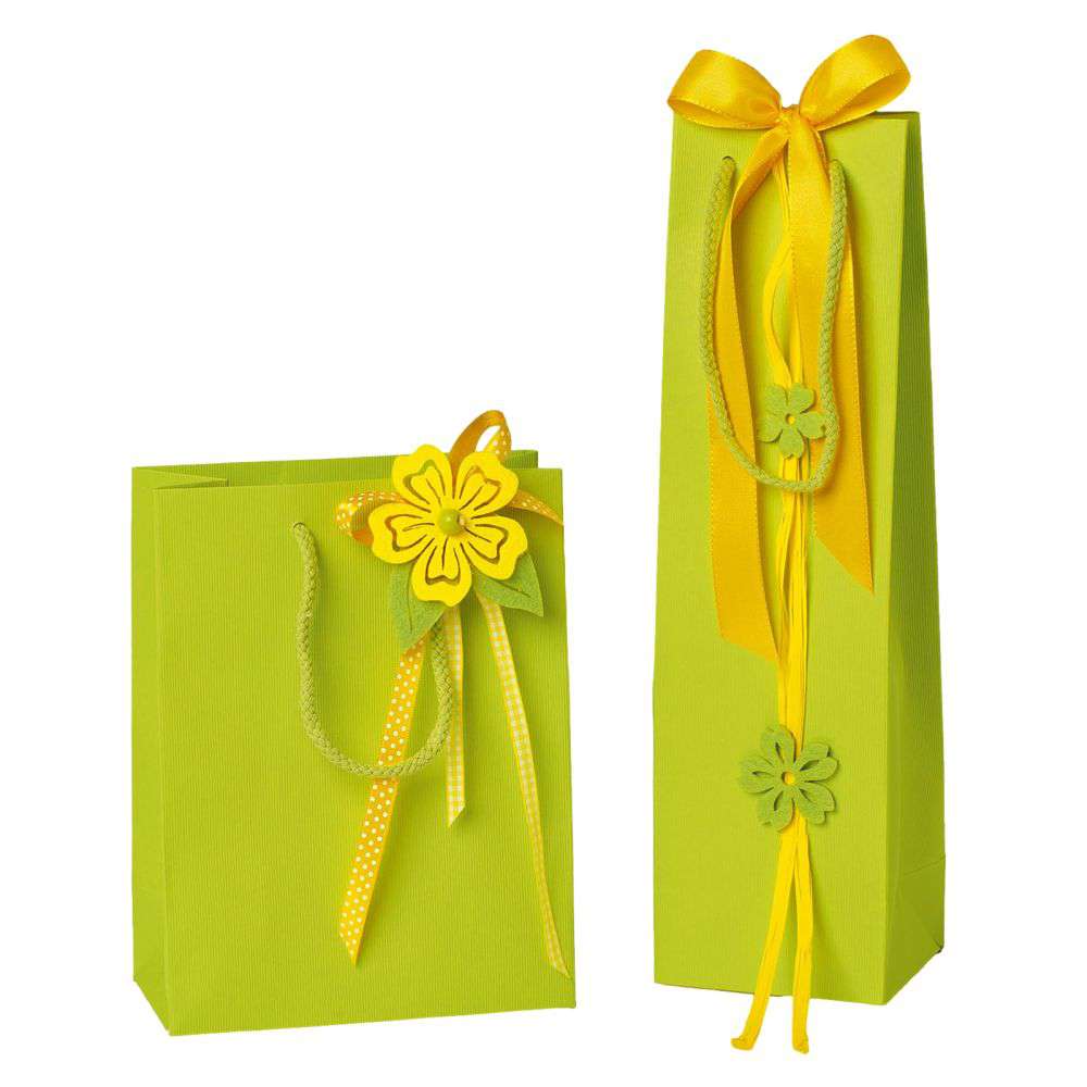 Geschenktüten Streifenprägung 1er Bocksbeutel Limette