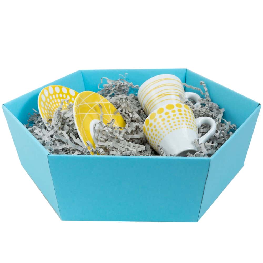 Präsentkorb sechseckig 305 x 270 x 85 mm Azur Blau