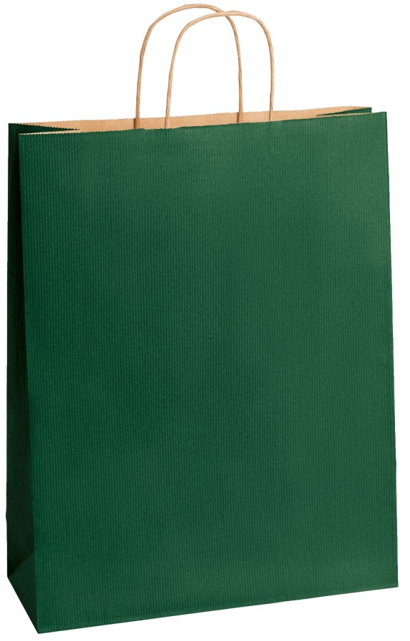 Einkaufstasche Kraftpapier gerippt 320 x 120 x 410 mm dunkelgrün