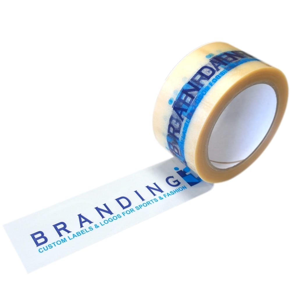 PVC Klebeband transparent, individuell bedruckt, Naturkautschuk, 50 mm x 66 m, 33 µ, 3-farbig