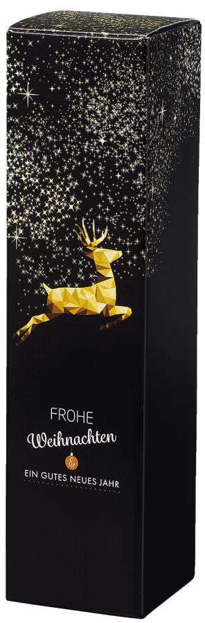 Geschenkbox schwarz "Goldhirsch" 1er Wein/Sekt (innen weiß) Geschenkbox schwarz "Goldhirsch" 1er Wein/Sekt (innen weiß)