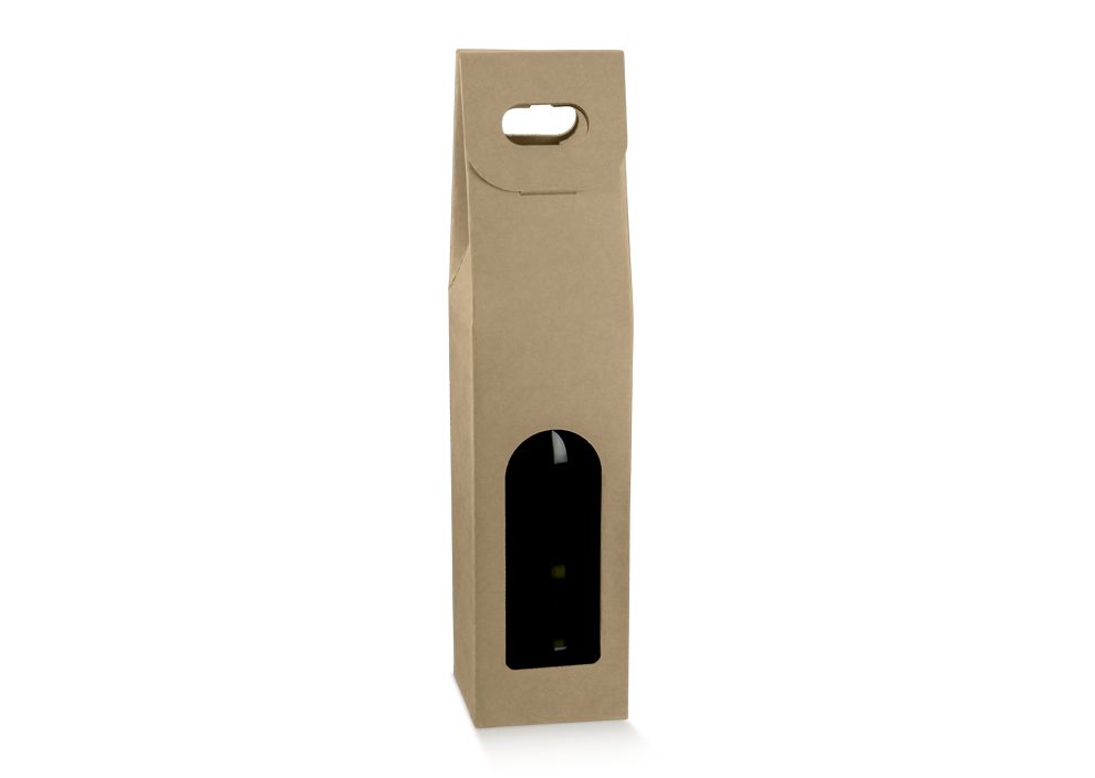 Geschenktüten pur, Griff und Fenster, 90 x 90 x 385 mm, natur