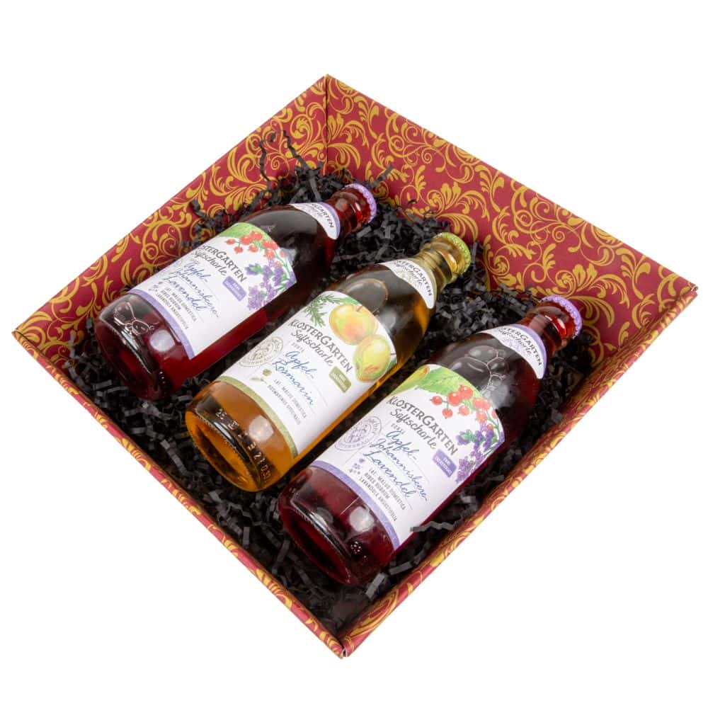 Präsentkorb quadratisch 230 x 230 mm Bordeaux-Gold