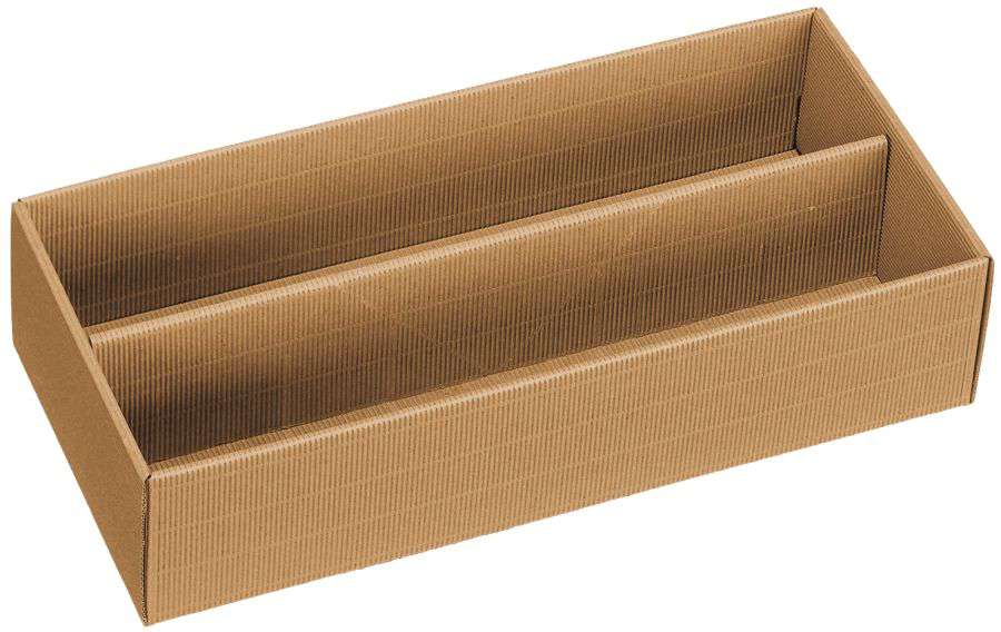 Geschenkbox Schatulle offene Welle 2er Wein/Sekt - nur Boden braun