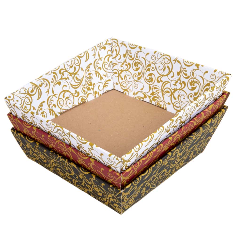 Präsentkorb quadratisch 170 x 170 mm Schwarz-Gold