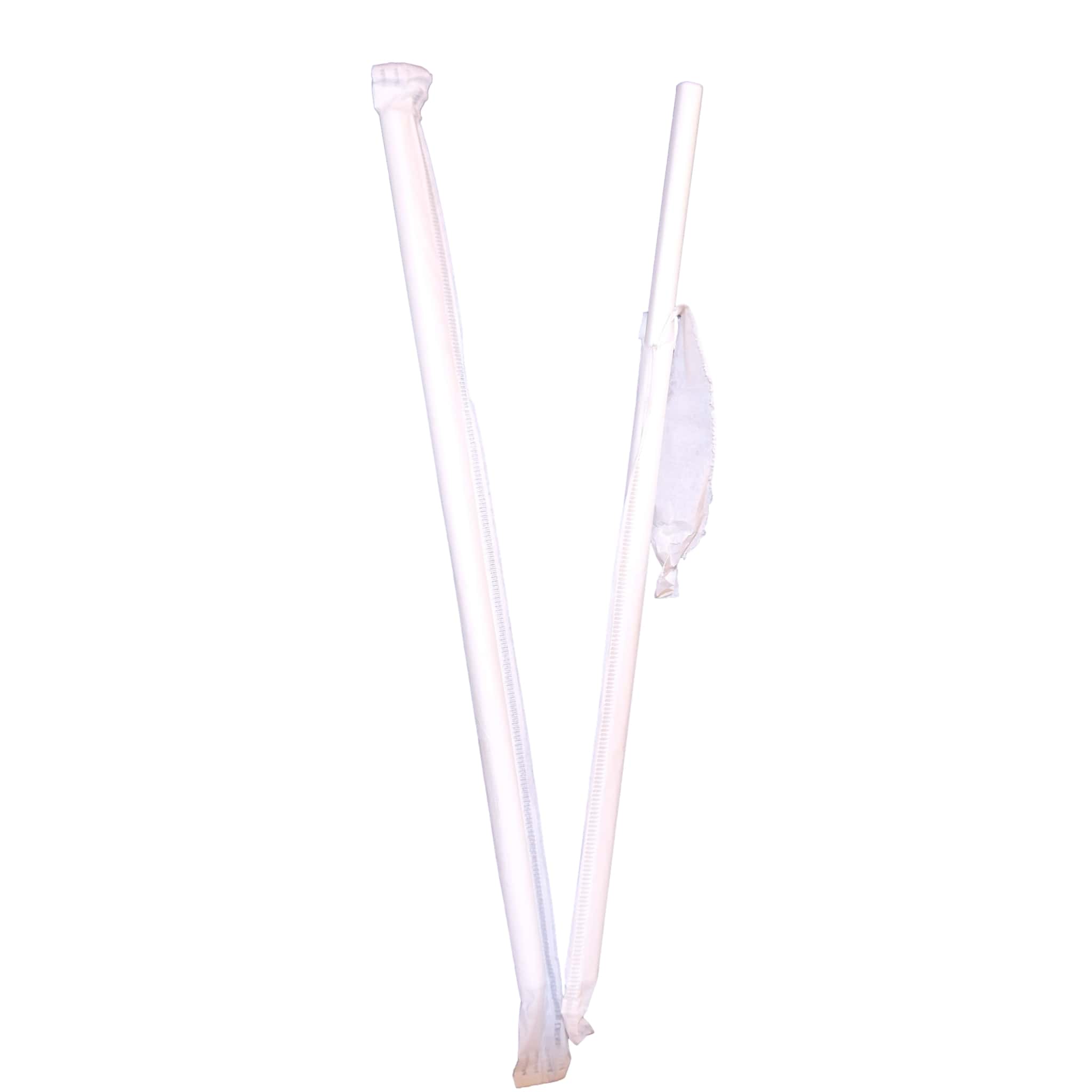 Papier-Strohhalme Ø 6 mm x 200 mm, weiß, gehülst (einzeln abgepackt), 2-lagig