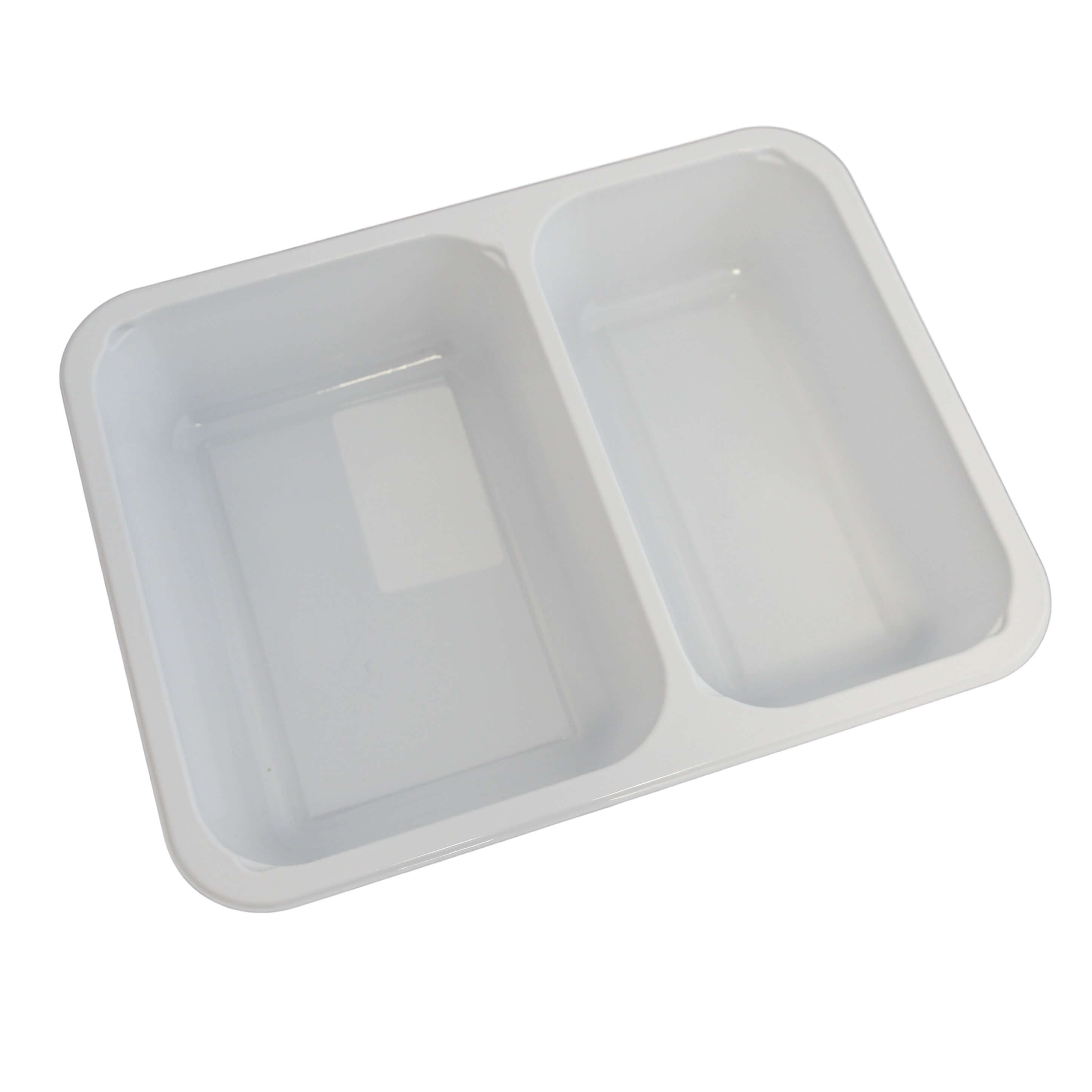 Siegelschale C-PET weiß, 2-geteilt 225 x 175 x 43 mm (655/455 ml)