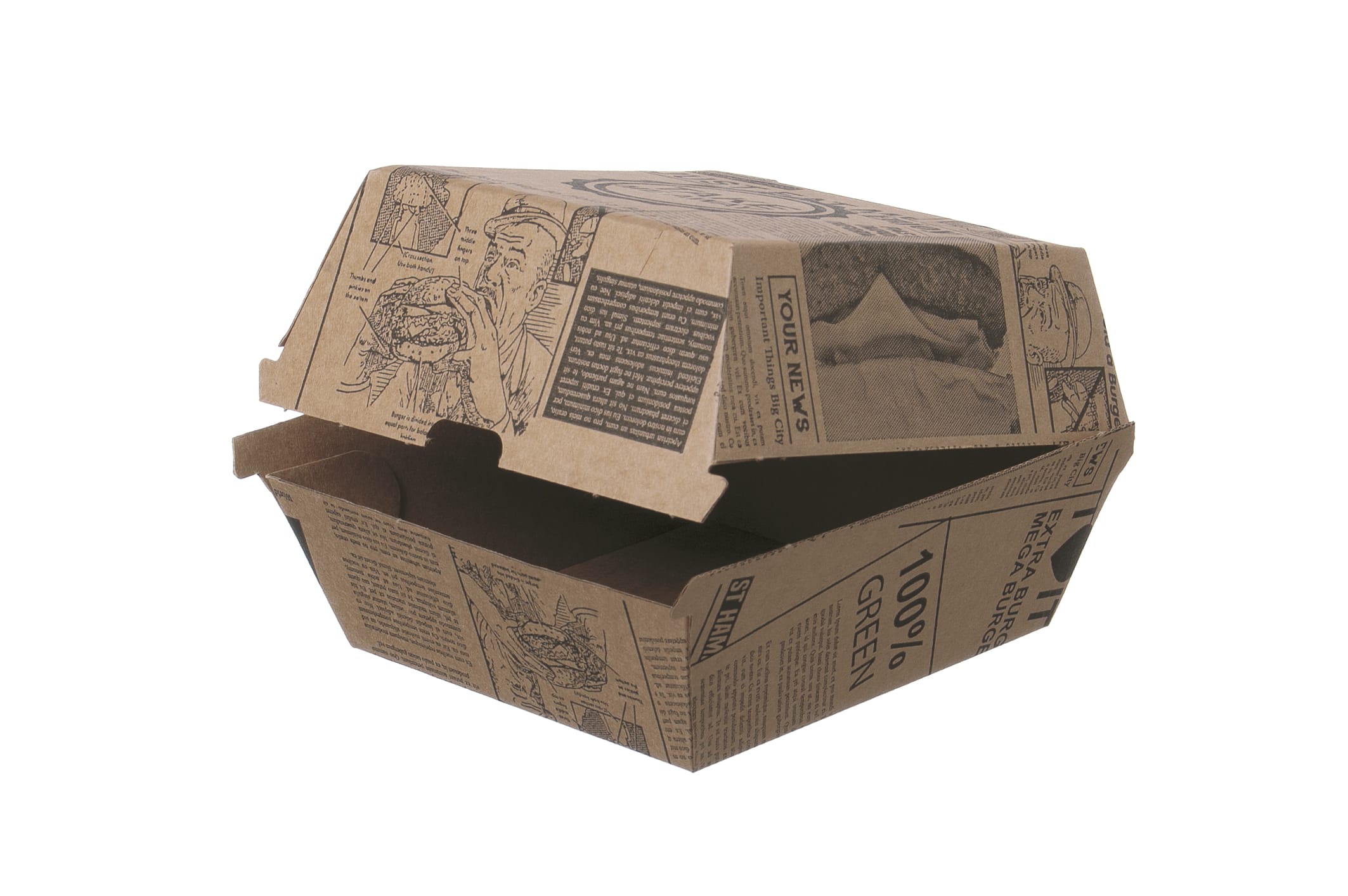 Burgerbox Wellpappe mit Druck 115 x 115 x 90 mm