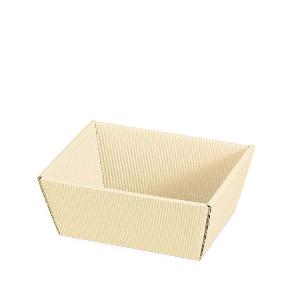 Präsentkorb viereckig offene Welle 195 x 145 x 100 mm (klein) Creme
