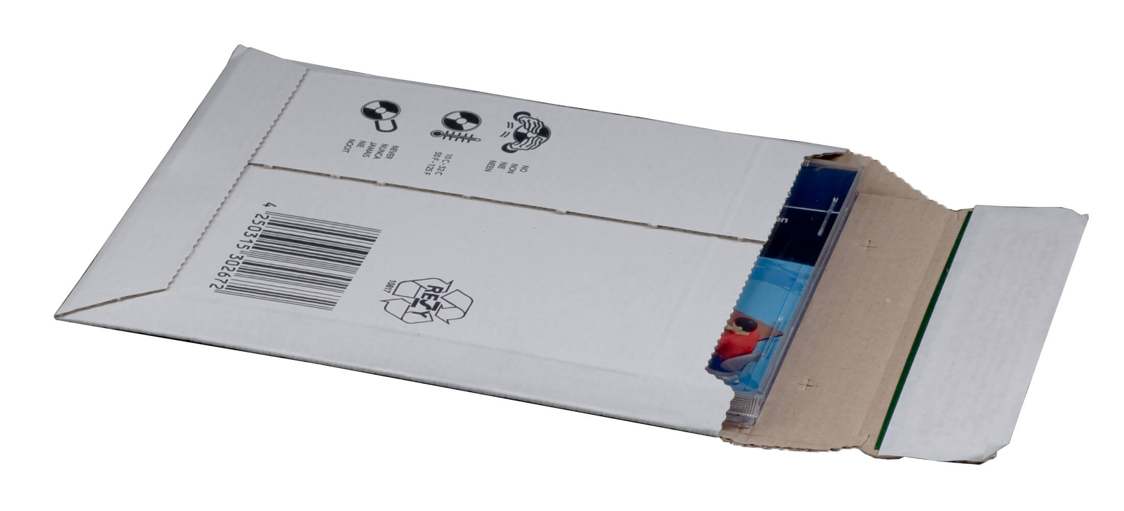 Versandtasche weiß aus Wellpappe CD