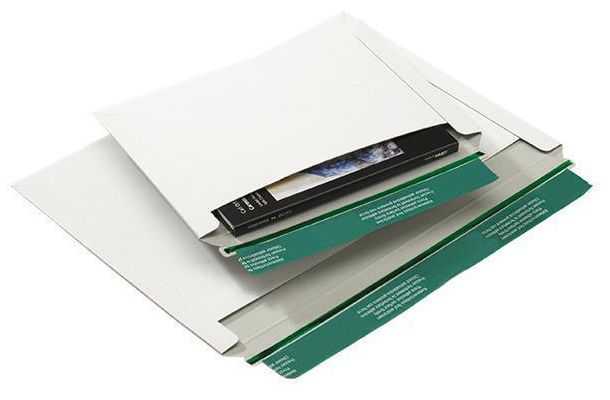 Versandtasche Vollpappe (leicht), Querbefüllung, weiß 348 x 246 x 0-30 mm (DIN C4, Großbrief/Maxibrief)