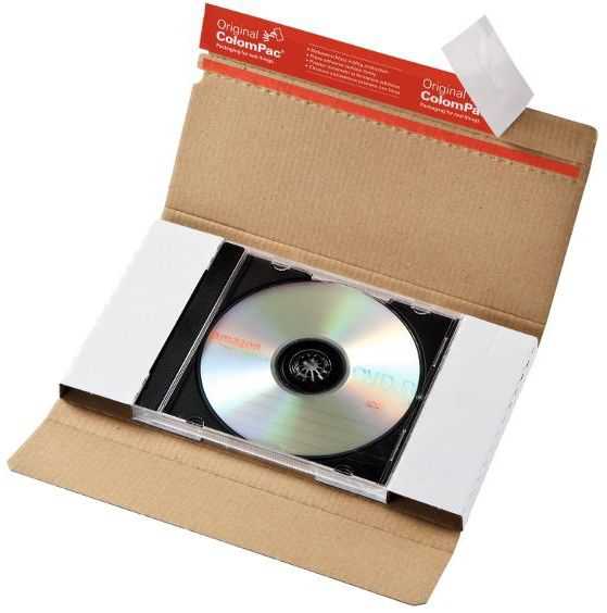 Versandtasche "Medien" Wellpappe, weiß 225 x 125 x 12 mm (CD)