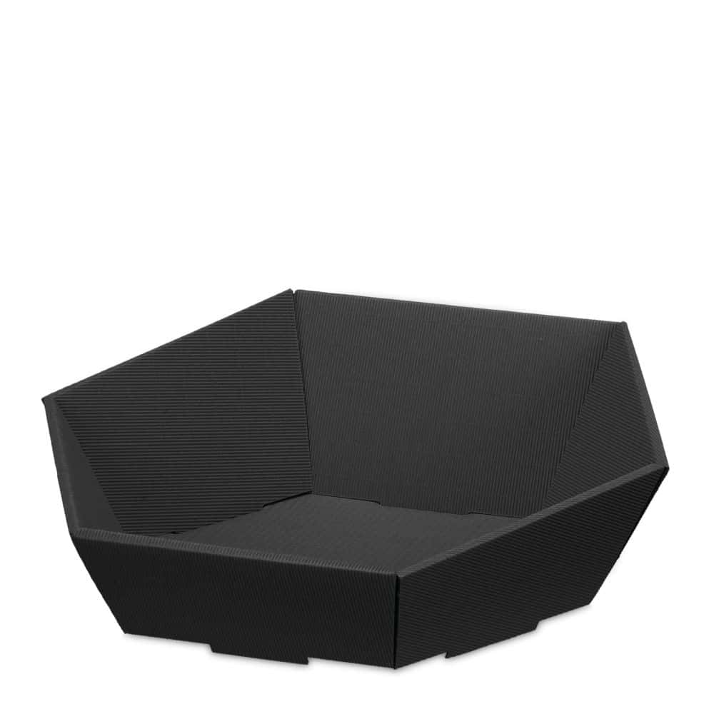 Präsentkorb sechseckig offene Welle 465 x 415 x 90/155 mm (groß) Schwarz