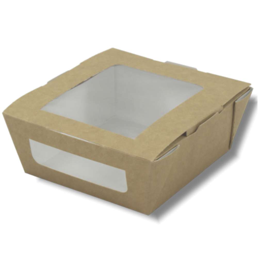 Papp Menüboxen, natur mit PLA-Sichtfenster 120 x 110 x 45mm (450 ml) Papp Menüboxen, natur mit PLA-Sichtfenster 120 x 110 x 45mm (450 ml)