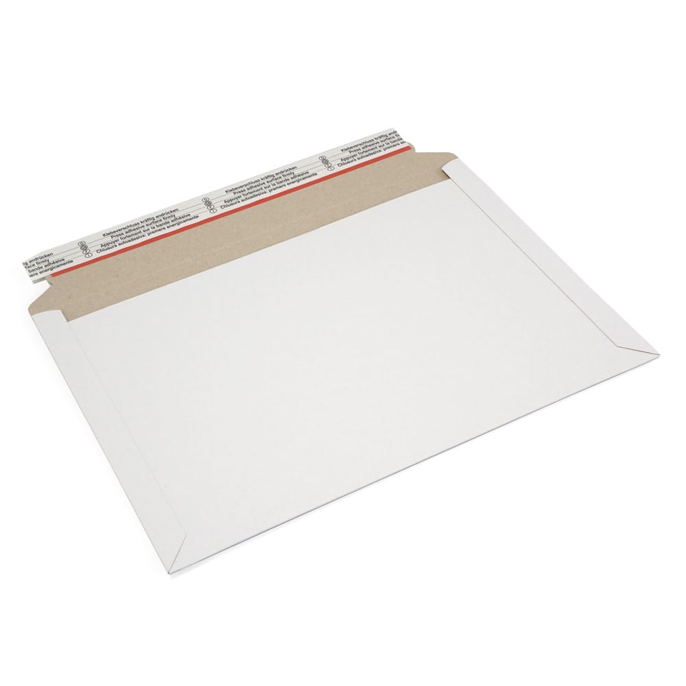Versandtasche Vollpappe, quer, weiß, 346 x 244 x 0-30 mm (DIN C4)