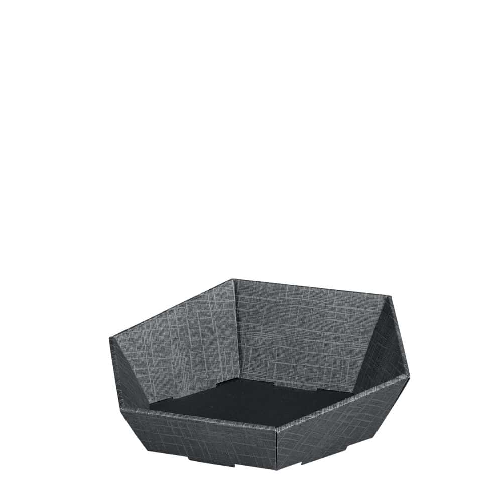 Präsentkorb sechseckig Strukturprägung 330 x 270 x 75/110 mm (klein) Anthrazit