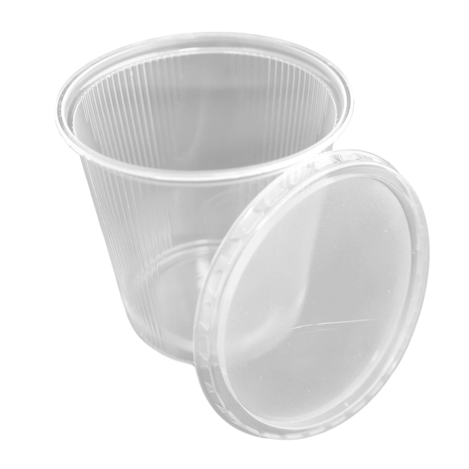 transparenter Feinkostbecher rund, Kombipack mit Deckel PP, 500 ml, (101 mm x 104 mm)