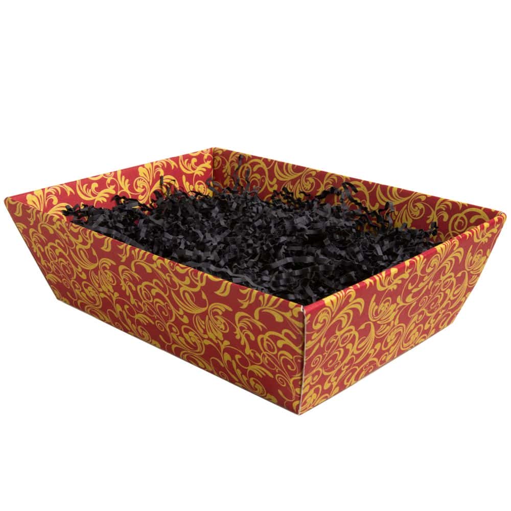 Präsentkorb viereckig 200 x 275 x 80 mm Bordeaux-Gold