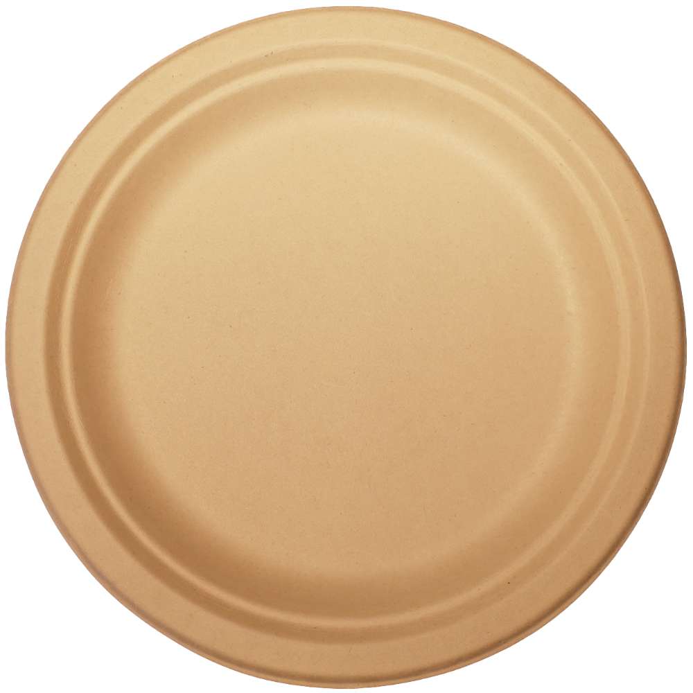 Bagasse Teller, braun, rund Ø 22 cm Bagasse Teller, braun, rund Ø 22 cm