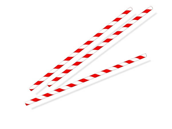Bio Papier-Strohhalme 6 mm kompostierbar 195 mm, rot-weiß gestreift