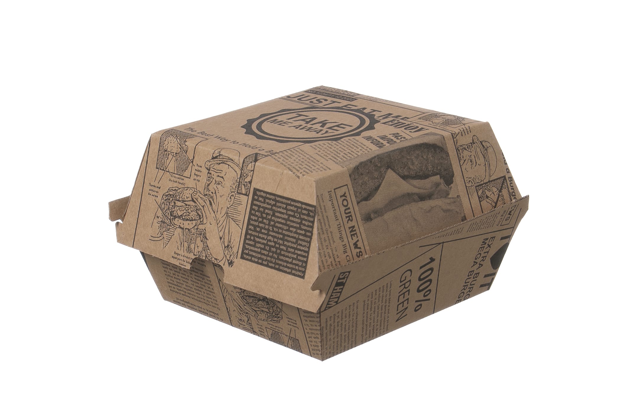 Burgerbox Wellpappe mit Druck 115 x 115 x 90 mm