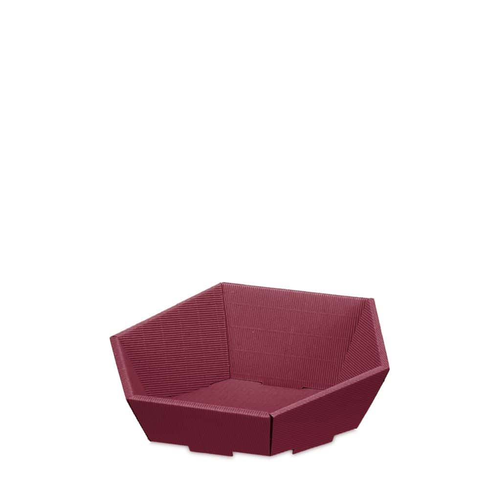 Präsentkorb sechseckig offene Welle 290 x 270 x 60/105 mm (klein) Bordeaux