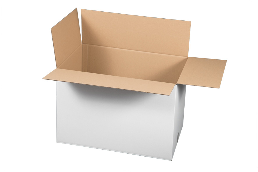 600 x 400 x 400 mm 2-welliger Versandkarton, weiß