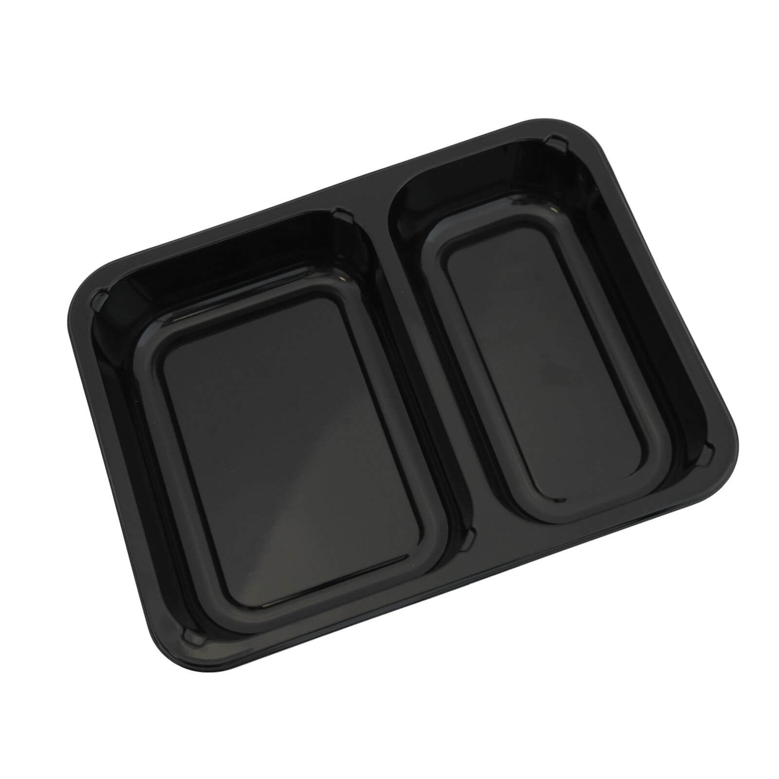 Siegelschale C-PET schwarz, 2-geteilt 225 x 175 x 35 mm (515/370 ml)