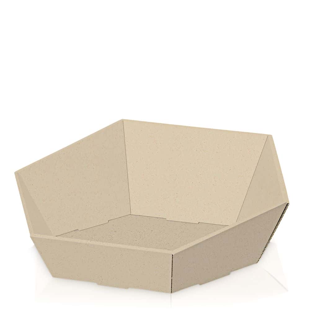 Präsentkorb sechseckig Graspapier 465 x 415 x 90/155 mm (groß)