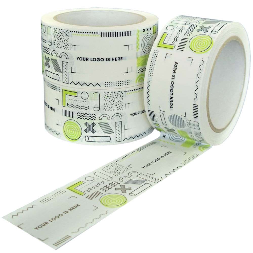 PVC Klebeband weiß, individuell bedruckt, Naturkautschuk, 50 mm x 66 m, 33 µ, 2-farbig