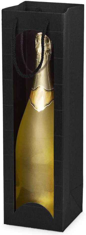 Geschenktüten offene Welle mit Fenster 1er Magnum Schwarz