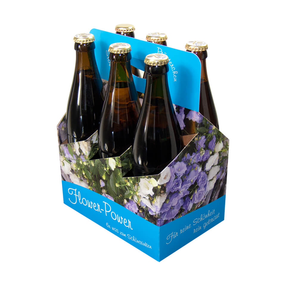 Bierträger 0,5 l Sixpack mit neutralem Druck, Flowerpower Bierträger 0,5 l Sixpack mit neutralem Druck, Flowerpower