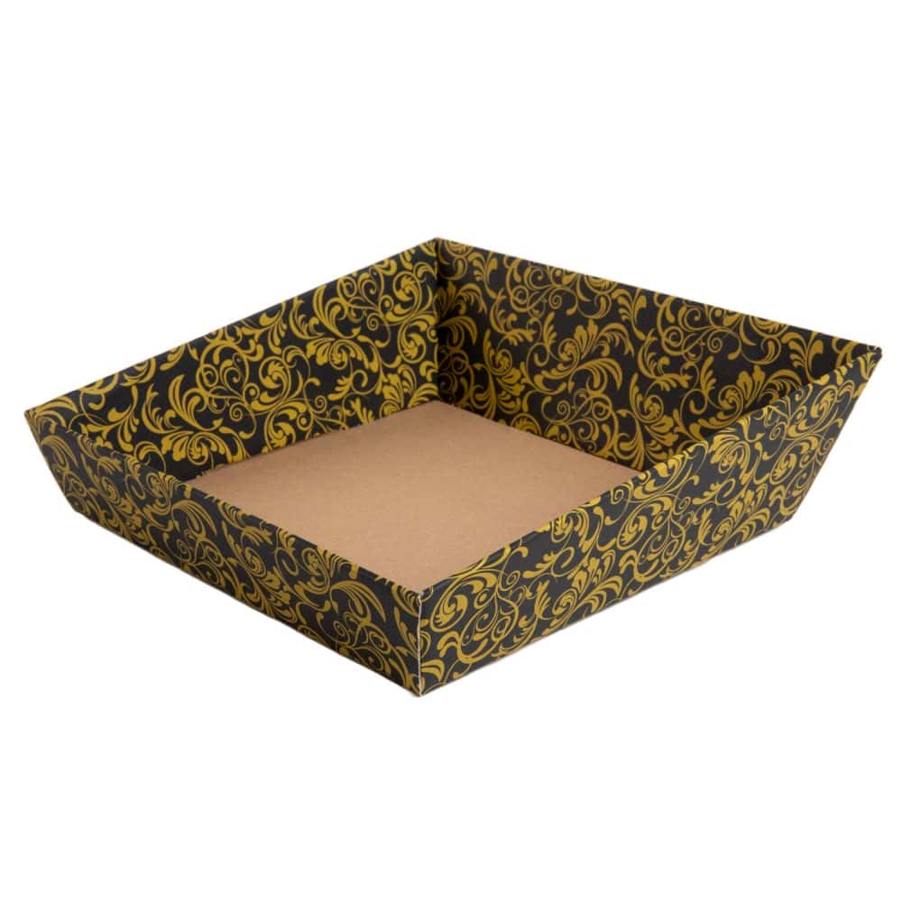 Präsentkorb quadratisch 230 x 230 mm Schwarz-Gold