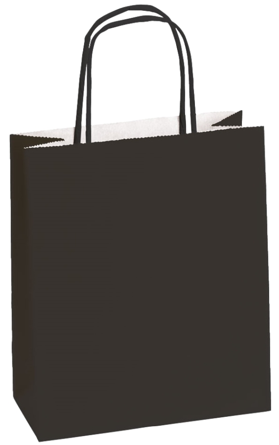 Einkaufstasche Kraftpapier gerippt 180 x 80 x 220 mm schwarz