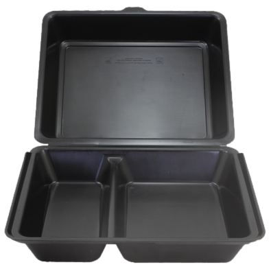 Mehrweg Menüboxen schwarz, eckig 770 ml (2-geteilt) - Lunchbox
