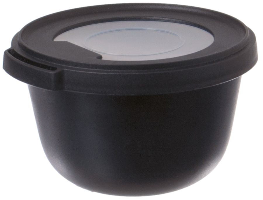 Mehrwegbehälter mit Deckel schwarz/transparent, rund 500 ml (ungeteilt)