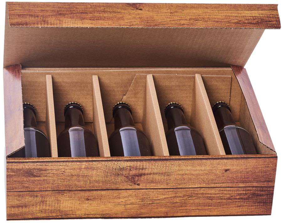 Geschenkbox "dunkles Holz" 3er Wein/Sekt