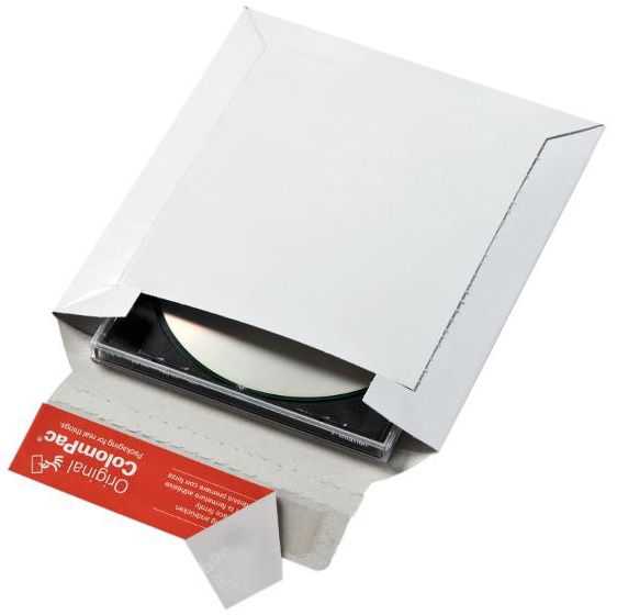 Versandtasche aus weißer Vollpappe 160 x 175 x 0-30 mm (für CDs)