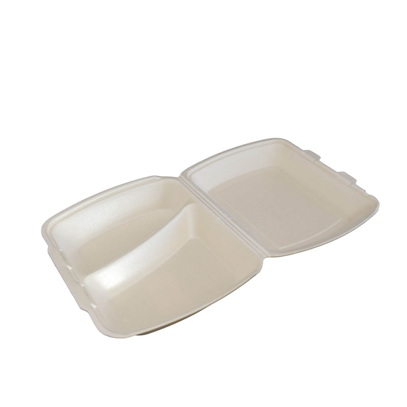 Thermo-Klappbox Menübox XPS Styropor cream, 2-geteilt 240 x 210 x 70 mm (ca. 450 + 300 ml)