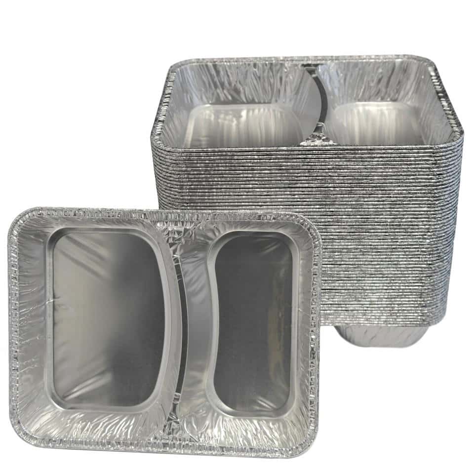 Aluschale, Menü- eckig 227 x 177 x 30 mm (2-geteilt) (R880G) (ca. 460 + 352 ml)