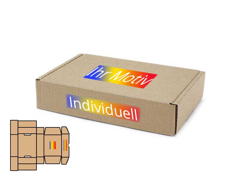 240 x 170 x 50 mm 1-wellige Faltschachtel mit Digitaldruck 2-seitig bedruckt freie Positionierung - Druckfläche bis 30 %