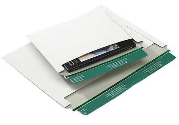 Versandtasche Vollpappe (leicht), Querbefüllung, weiß 320 x 225 x 0-30 mm (DIN A4)